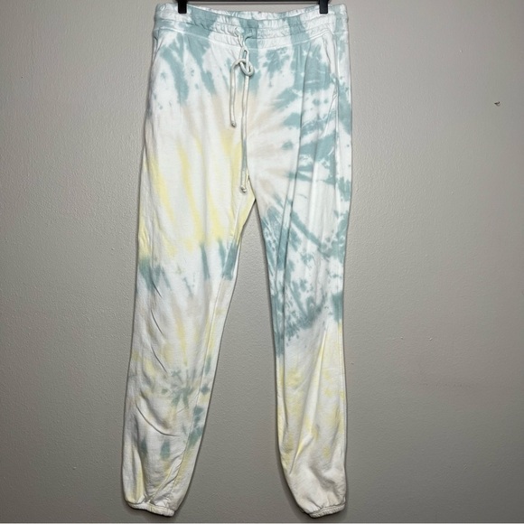 Beyond Yoga Pants - Beyond Yoga Women Sweatpants Medium Weekend Tie Dye Yellow Teal Elastic Waist